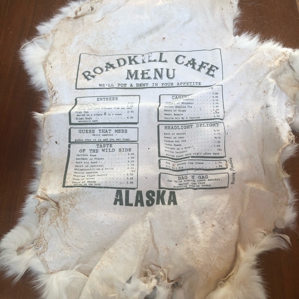 Alaska White Decorative Hide with Printed Menu Design